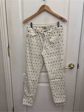 J.Crew White Womans Skinny Jeans with Blue star print